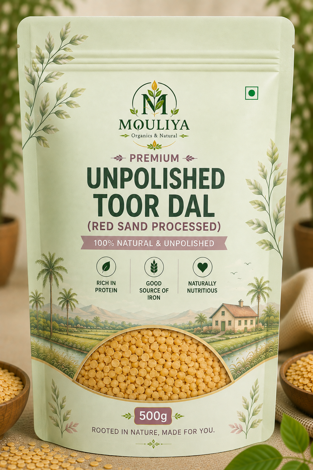 Unpolished Toor dal (Red sand processed)